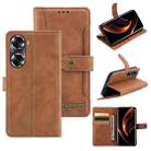 For Honor 60 Pro Copper Buckle Leather Phone Case(Brown) - 1