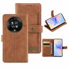 For Honor Magic4 Copper Buckle Leather Phone Case(Brown) - 1