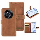 For Honor Magic4 Pro Copper Buckle Leather Phone Case(Brown) - 1