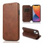 For iPhone 13 mini Knight Magnetic Suction Leather Phone Case (Brown) - 1