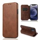 For iPhone 12 mini Knight Magnetic Suction Leather Phone Case (Brown) - 1