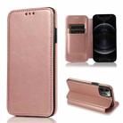 For iPhone 12 / 12 Pro Knight Magnetic Suction Leather Phone Case(Rose Gold) - 1