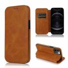 For iPhone 12 / 12 Pro Knight Magnetic Suction Leather Phone Case(Khaki) - 1