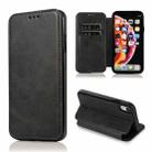 For iPhone XR Knight Magnetic Suction Leather Phone Case(Black) - 1