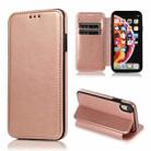 For iPhone XR Knight Magnetic Suction Leather Phone Case(Rose Gold) - 1