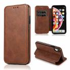 For iPhone XR Knight Magnetic Suction Leather Phone Case(Brown) - 1