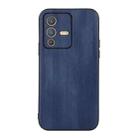 For vivo S12 5G / V23 5G Yellow Cow Texture PU Phone Case(Blue) - 1