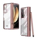 For Honor Magic V Electroplating Hinge Phone Case with Stylus(Pink) - 1