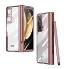 For Honor Magic V Full Body Electroplating Hinge Phone Case with Stylus(Pink) - 1