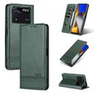 For Xiaomi Poco M4 Pro AZNS Magnetic Calf Texture Flip Leather Phone Case(Dark Green) - 1