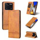 For Xiaomi Poco M4 Pro AZNS Magnetic Calf Texture Flip Leather Phone Case(Light Brown) - 1