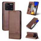 For Xiaomi Poco M4 Pro AZNS Magnetic Calf Texture Flip Leather Phone Case(Dark Brown) - 1