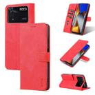 For Xiaomi Poco X4 Pro 5G AZNS Skin Feel Calf Texture Flip Leather Phone Case(Red) - 1