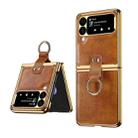 For Samsung Galaxy Z Flip3 5G Leather Texture PC Ring Holder Phone Case(Brown) - 1