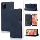 For Samsung Galaxy A12 Shockproof PU + TPU Leather Phone Case(Blue) - 1