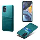 For Motorola Moto G 5G 2022 Calf Texture Card Slots PC+PU Leather Phone Case(Green) - 1