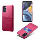 For Motorola Moto G 5G 2022 Calf Texture Card Slots PC+PU Leather Phone Case(Rose Red) - 1