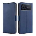 For vivo iQOO 9 5G Ultra-thin Voltage Side Buckle Horizontal Flip Leather Phone Case(Blue) - 1