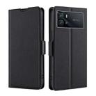 For vivo iQOO 9 5G Ultra-thin Voltage Side Buckle Horizontal Flip Leather Phone Case(Black) - 1