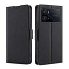 For vivo iQOO 9 Pro 5G Ultra-thin Voltage Side Buckle Horizontal Flip Leather Phone Case(Black) - 1