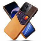 For OnePlus Ace Cloth Texture Card Slot PC+PU Leather Phone Case(Orange) - 1