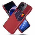 For OnePlus Ace Cloth Texture Card Slot PC+PU Leather Phone Case(Red) - 1