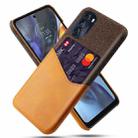 For Motorola Moto G 5G 2022 Cloth Texture Card Slot PC+PU Leather Phone Case(Orange) - 1