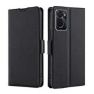 For OPPO A36 4G/A76 4G Global Ultra-thin Voltage Side Buckle  Horizontal Flip Leather Phone Case(Black) - 1