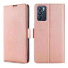 For OPPO Reno6 Ultra-thin Voltage Side Buckle  Horizontal Flip Leather Phone Case(Rose Gold) - 1