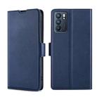 For OPPO Reno6 Ultra-thin Voltage Side Buckle  Horizontal Flip Leather Phone Case(Blue) - 1