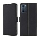 For OPPO Reno6 Ultra-thin Voltage Side Buckle  Horizontal Flip Leather Phone Case(Black) - 1