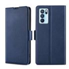 For OPPO Reno6 Pro Ultra-thin Voltage Side Buckle  Horizontal Flip Leather Phone Case(Blue) - 1