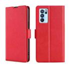 For OPPO Reno6 Pro Ultra-thin Voltage Side Buckle  Horizontal Flip Leather Phone Case(Red) - 1