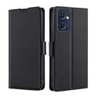 For OPPO Reno7 5G Global Ultra-thin Voltage Side Buckle  Horizontal Flip Leather Phone Case(Black) - 1