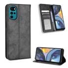 For Motorola Moto G22 Magnetic Buckle Retro Texture Leather Phone Case(Black) - 1