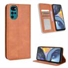 For Motorola Moto G22 Magnetic Buckle Retro Texture Leather Phone Case(Brown) - 1