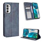 For Motorola Moto G52 4G Magnetic Buckle Retro Texture Leather Phone Case(Blue) - 1