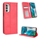 For Motorola Moto G52 4G Magnetic Buckle Retro Texture Leather Phone Case(Red) - 1