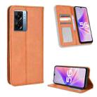 For OPPO A57 5G Magnetic Buckle Retro Texture Leather Phone Case(Brown) - 1