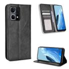 For OPPO Reno7 4G / F21 Pro Magnetic Buckle Retro Texture Leather Phone Case(Black) - 1