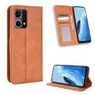 For OPPO Reno7 4G / F21 Pro Magnetic Buckle Retro Texture Leather Phone Case(Brown) - 1