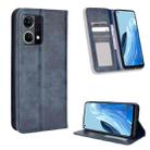 For OPPO Reno7 4G / F21 Pro Magnetic Buckle Retro Texture Leather Phone Case(Blue) - 1