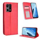 For OPPO Reno7 4G / F21 Pro Magnetic Buckle Retro Texture Leather Phone Case(Red) - 1