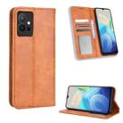 For vivo Y55 5G / T1 5G / Y75 5G Magnetic Buckle Retro Texture Leather Phone Case(Brown) - 1
