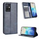 For vivo Y55 5G / T1 5G / Y75 5G Magnetic Buckle Retro Texture Leather Phone Case(Blue) - 1