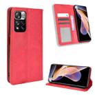 For Xiaomi Poco X4 NFC/Redmi Note 11 Pro China Magnetic Buckle Retro Texture Leather Phone Case(Red) - 1