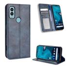 For Kyocera Android One S9 Magnetic Buckle Retro Texture Leather Phone Case(Blue) - 1