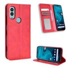 For Kyocera Android One S9 Magnetic Buckle Retro Texture Leather Phone Case(Red) - 1