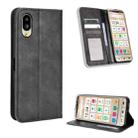 For Sharp Simple Sumaho 6 Magnetic Buckle Retro Texture Leather Phone Case(Black) - 1