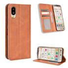 For Sharp Simple Sumaho 6 Magnetic Buckle Retro Texture Leather Phone Case(Brown) - 1